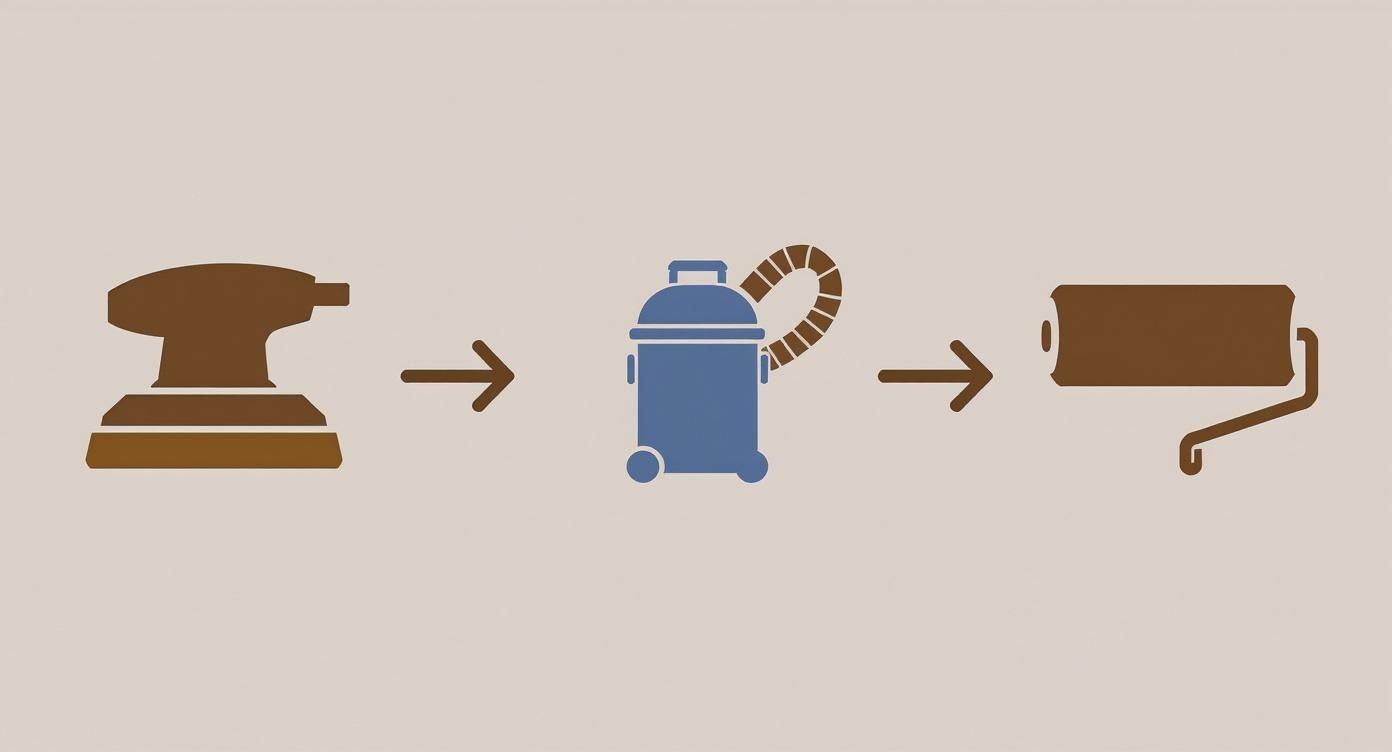 Infographic about how to sand and refinish a hardwood floor