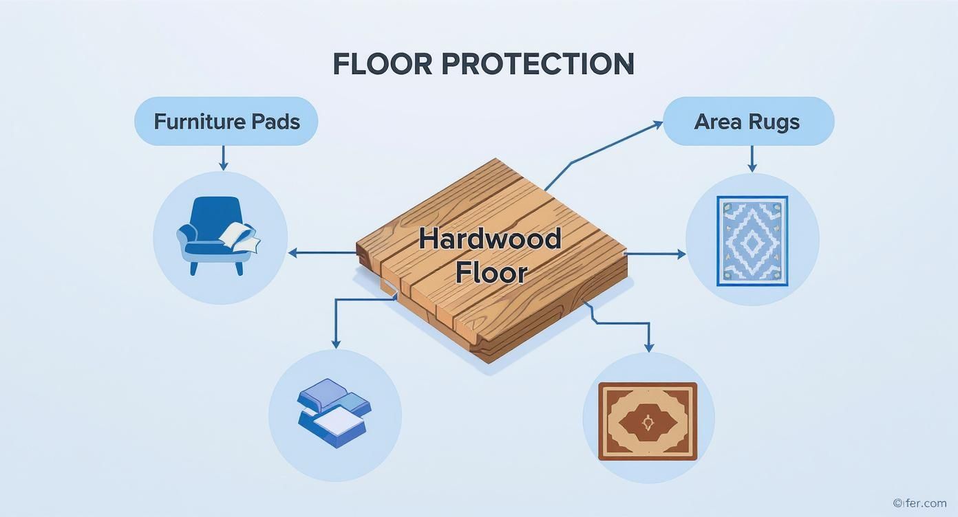 Infographic about how to protect hardwood floors from scratches