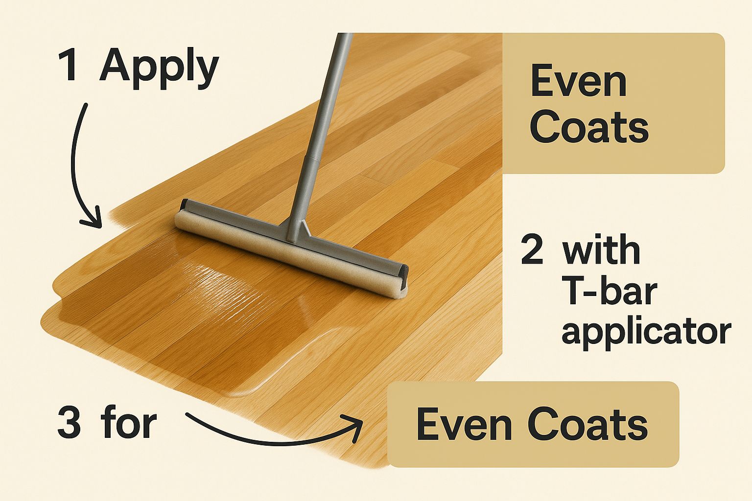 Infographic about how to apply urethane to a hardwood floor