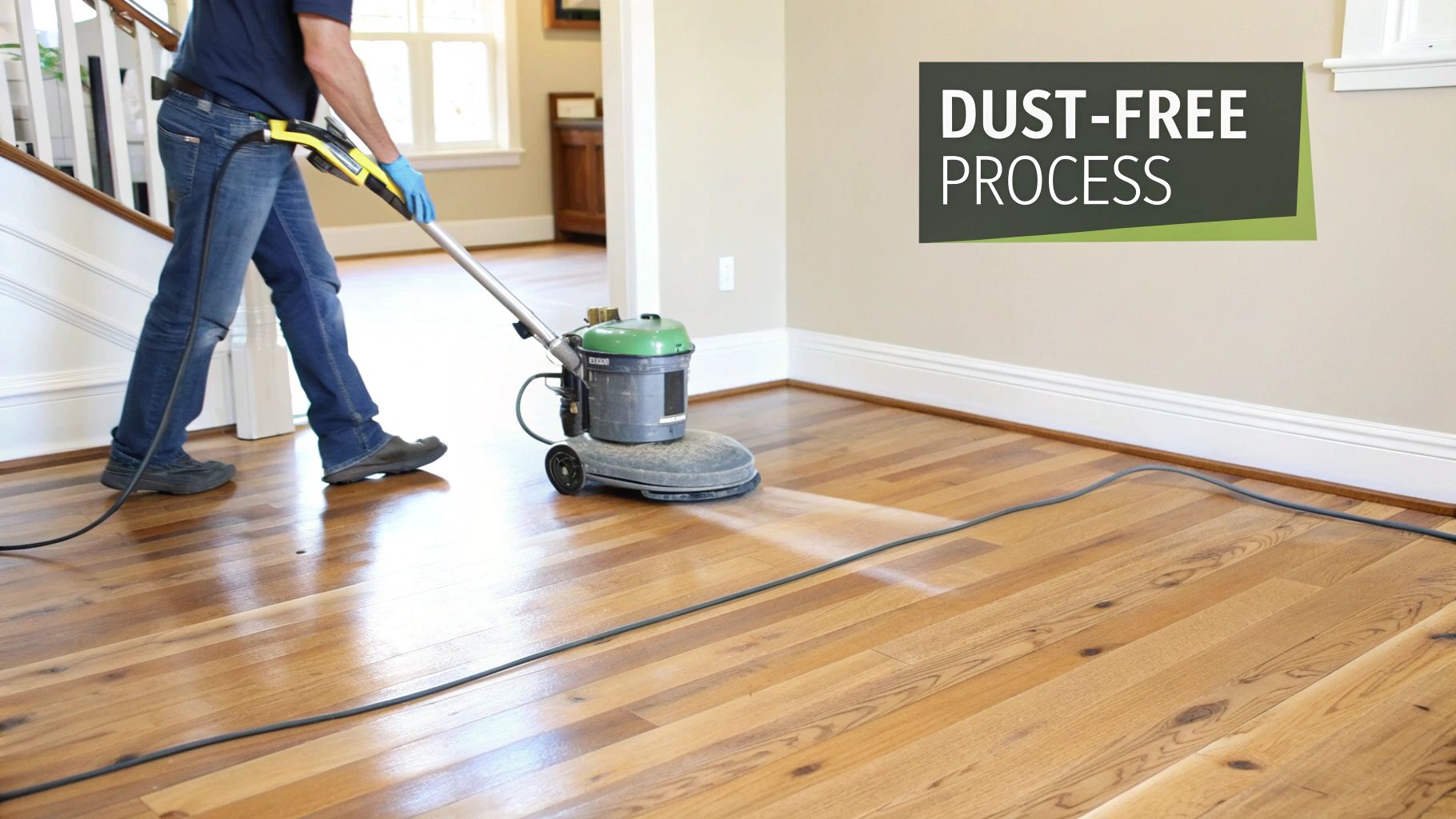 A pristine hardwood floor in a luxury home, showcasing a perfect finish.