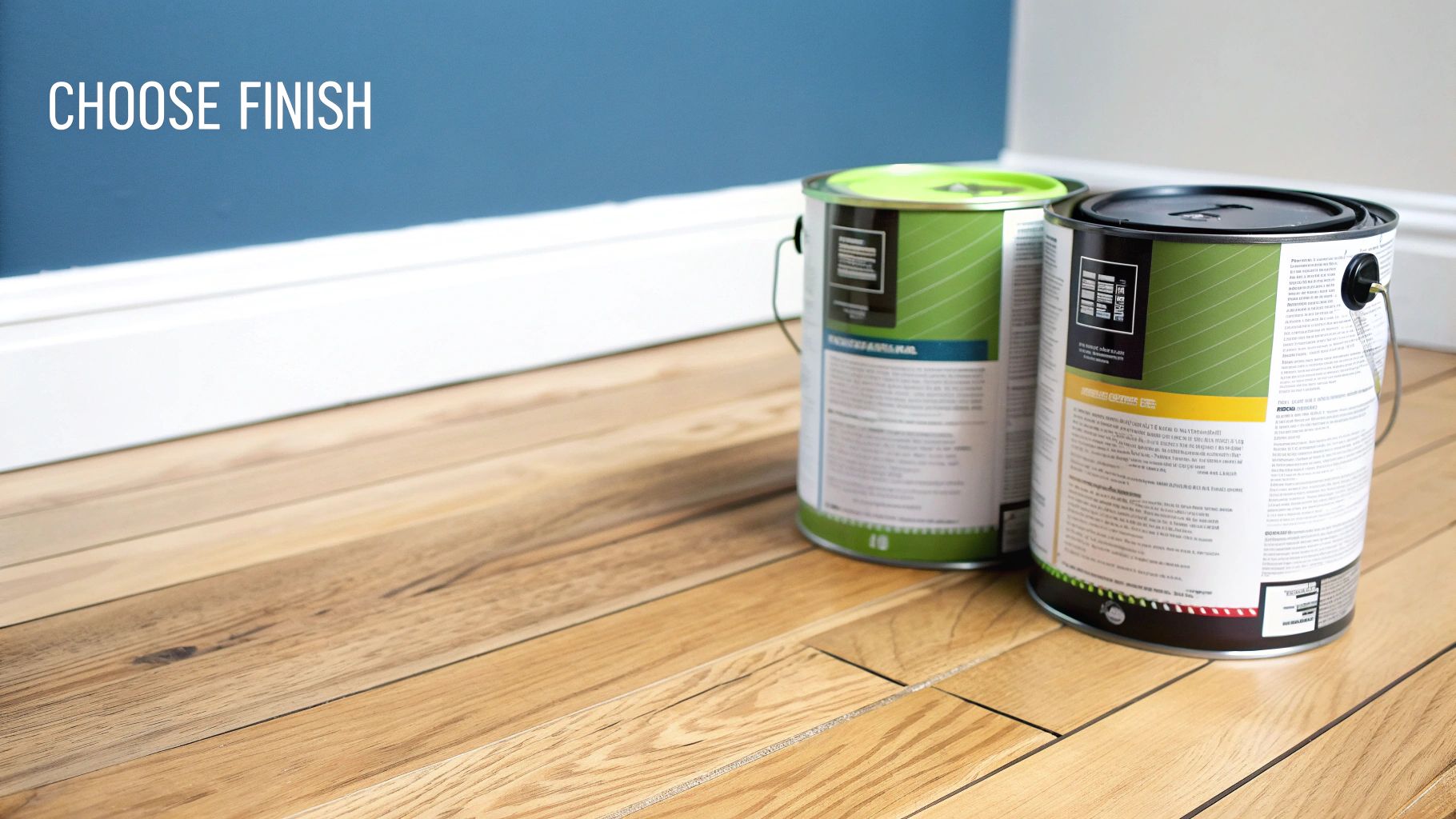 A professional applying urethane finish to a newly sanded hardwood floor, highlighting the sheen.