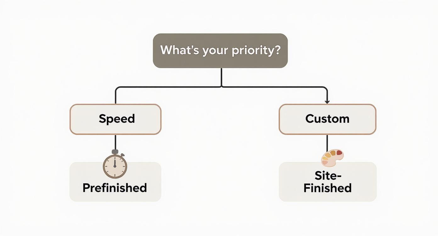 Infographic about prefinished vs site finished hardwood floors