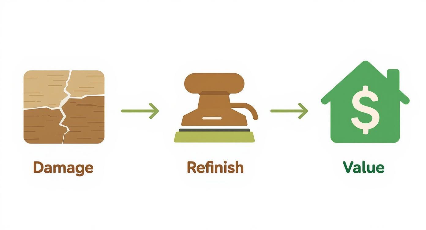 Infographic about sanding and refinishing hardwood flooring