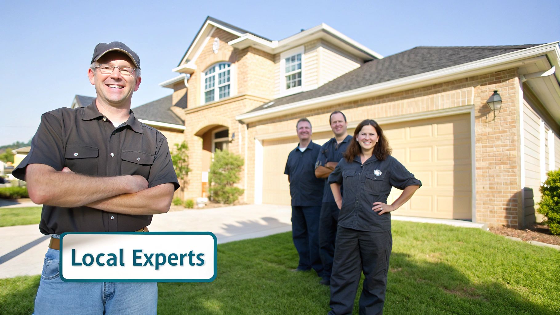 A friendly Savera Wood Floor Refinishing technician working on a hardwood floor in a well-lit Long Island home.