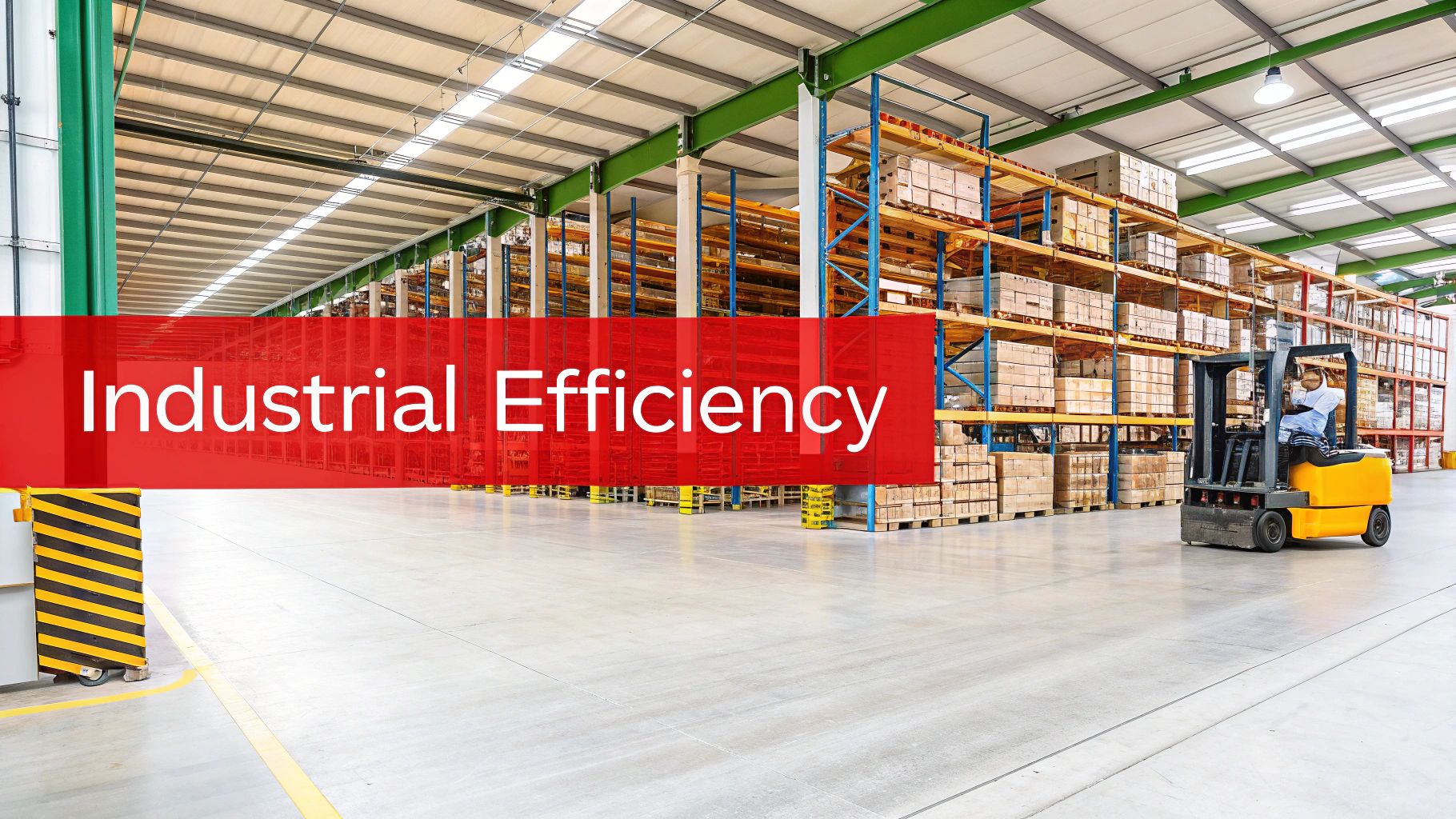 Forklifts moving pallets in a large, well-lit Dallas warehouse