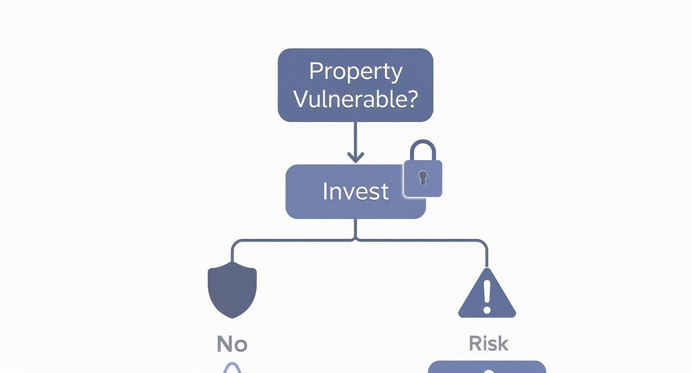 Infographic decision tree about DFW night security