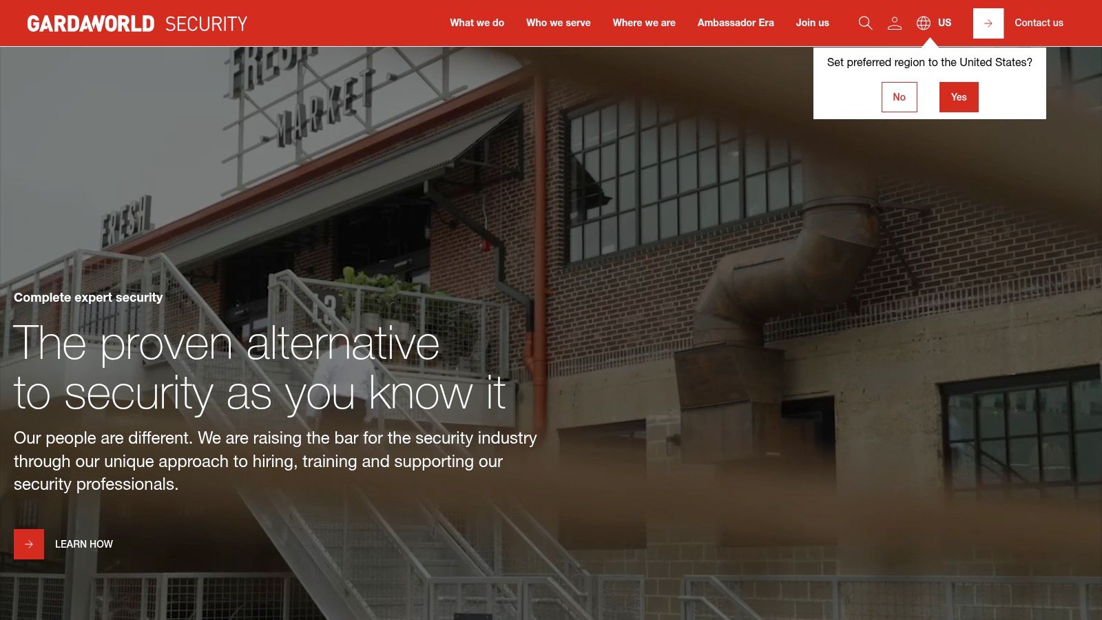 GardaWorld (U.S. Security) website homepage