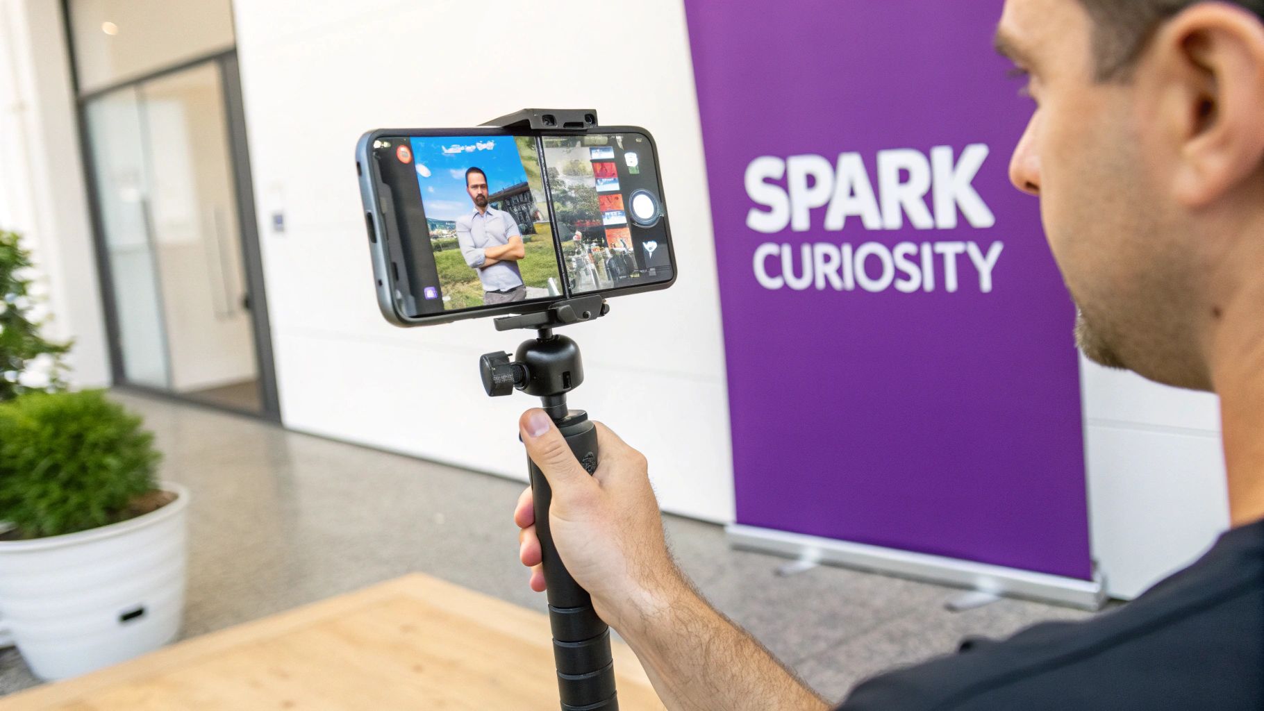 Person using hashtags on their phone to get more profile views on Instagram