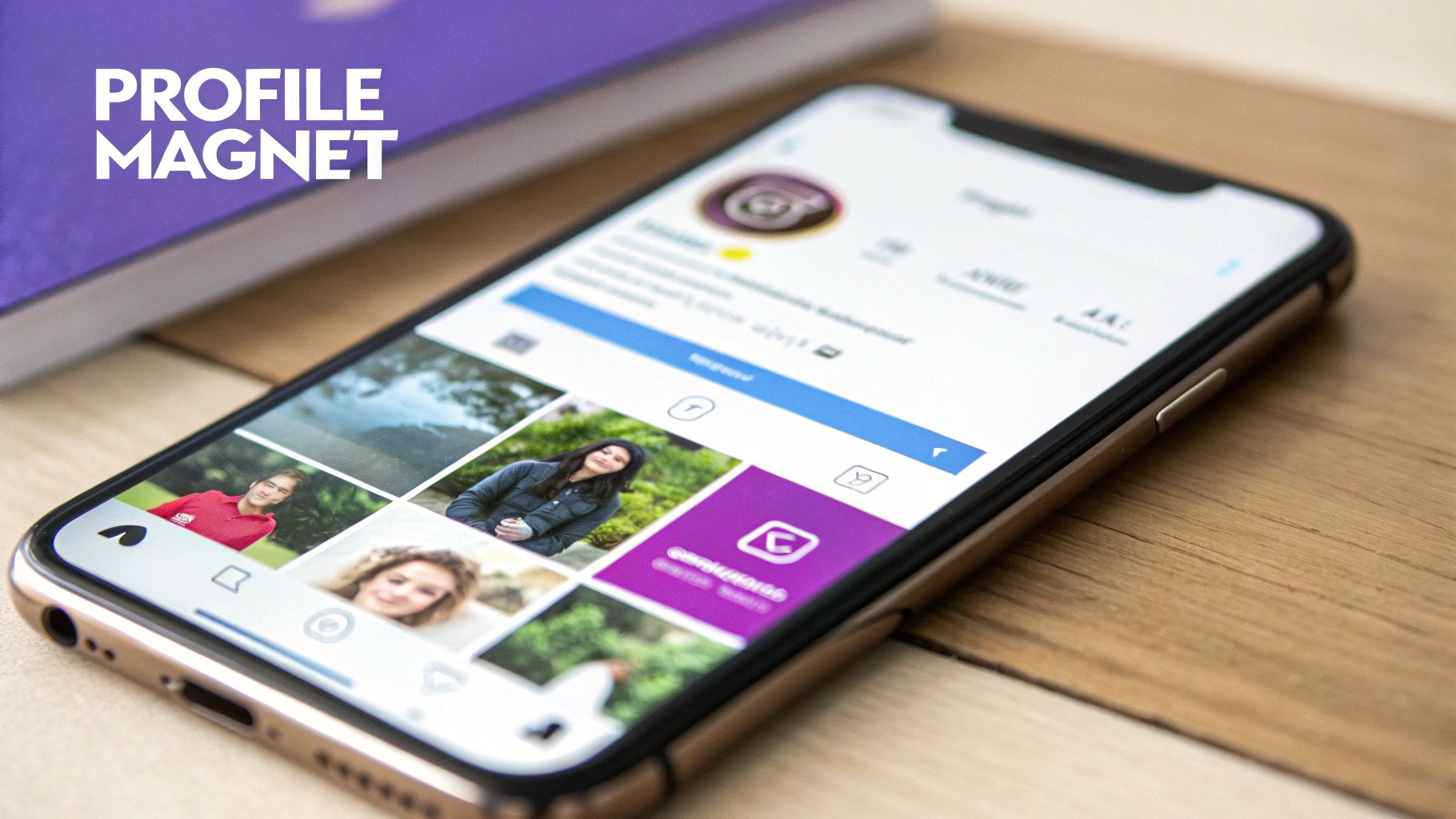 A person's hand holding a phone, scrolling through an engaging Instagram feed filled with colorful Reels and Carousels.