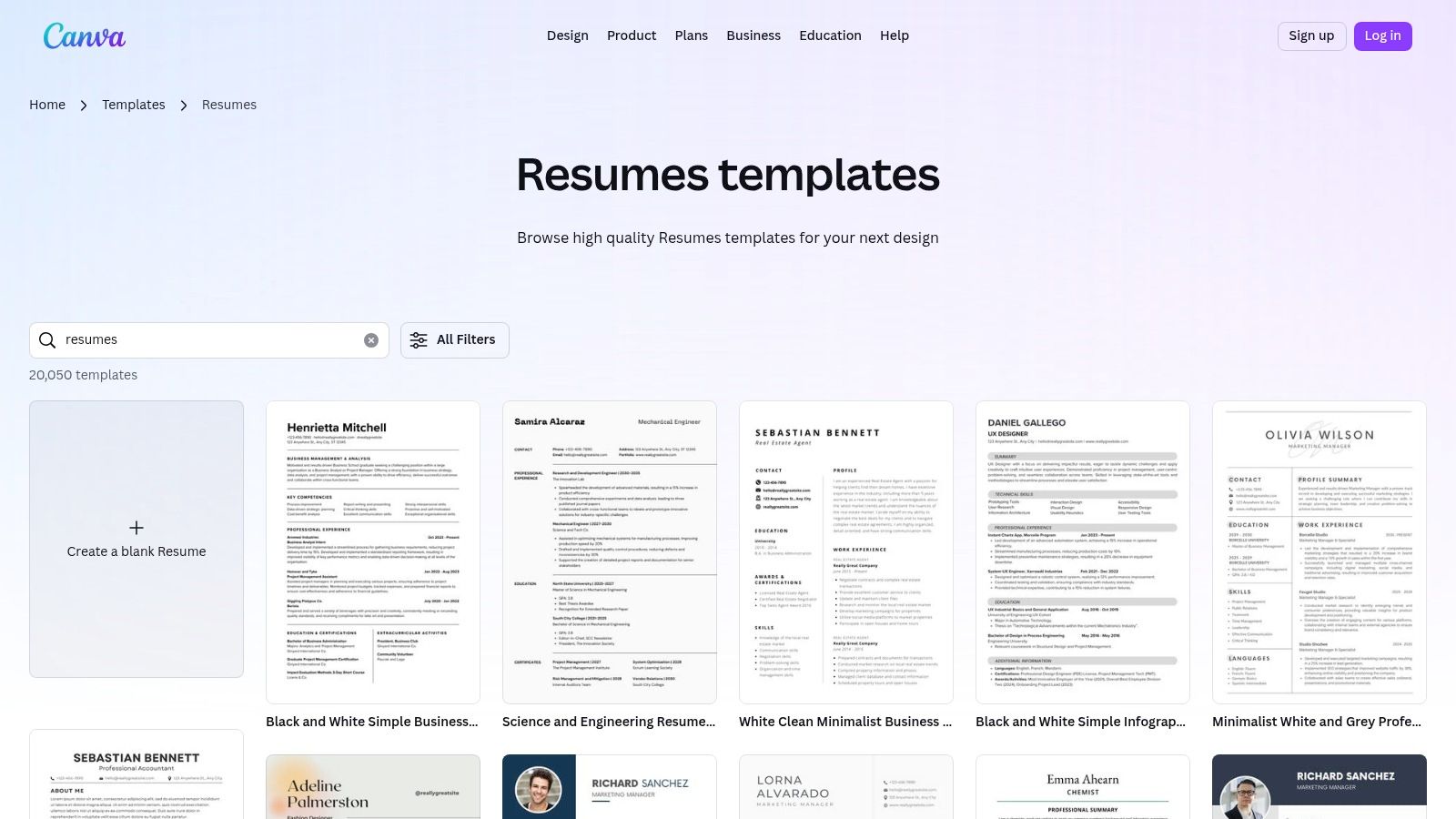 A collage of various modern and creative CV templates available on Canva's platform.