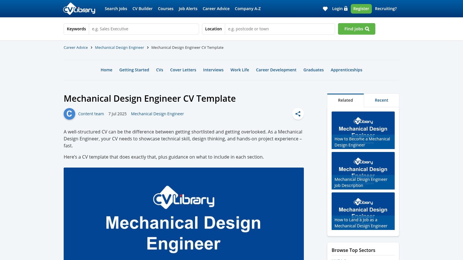 CV-Library (role-specific engineering CV templates)