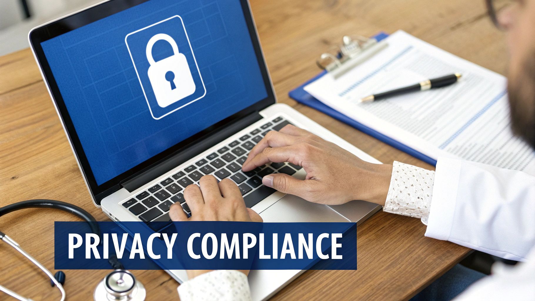 A stylized graphic showing a lock and shield icon over a digital representation of a Canadian maple leaf, symbolizing data security and privacy in Canada.