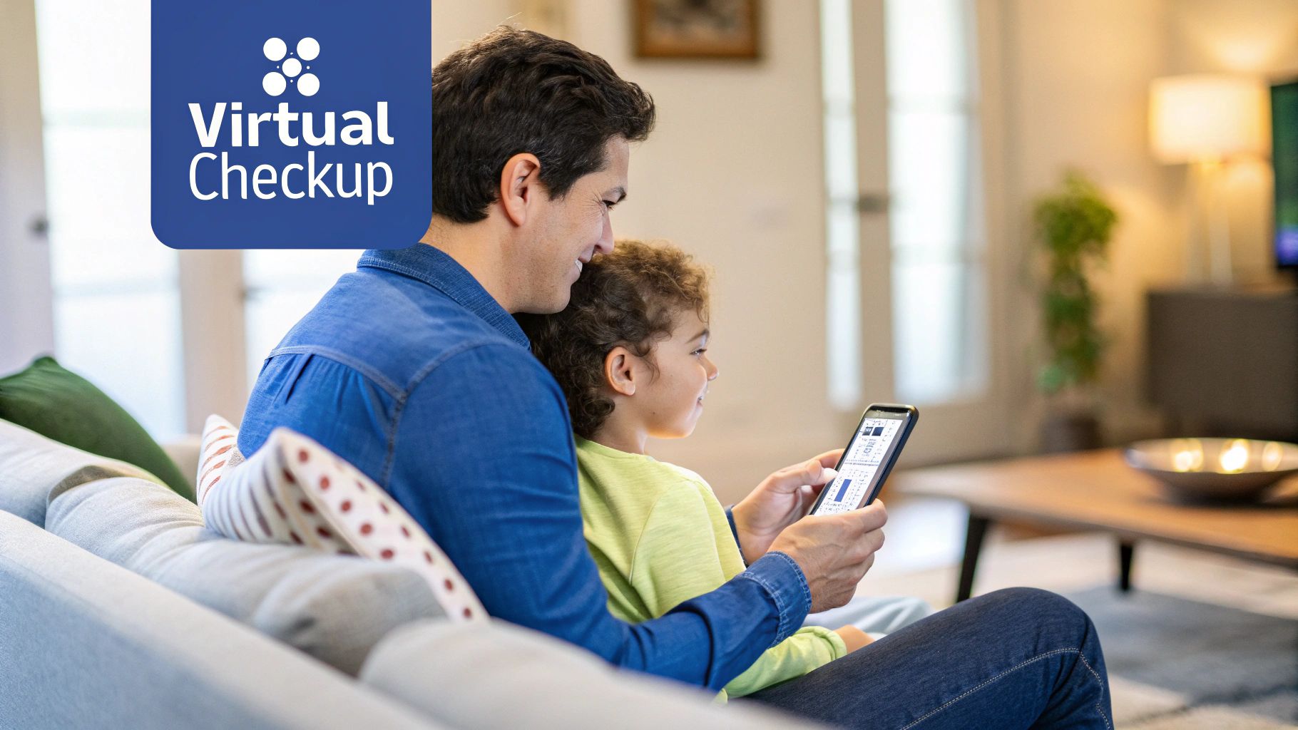 A medical professional interacting with an AI chatbot on a digital tablet in a modern clinic.