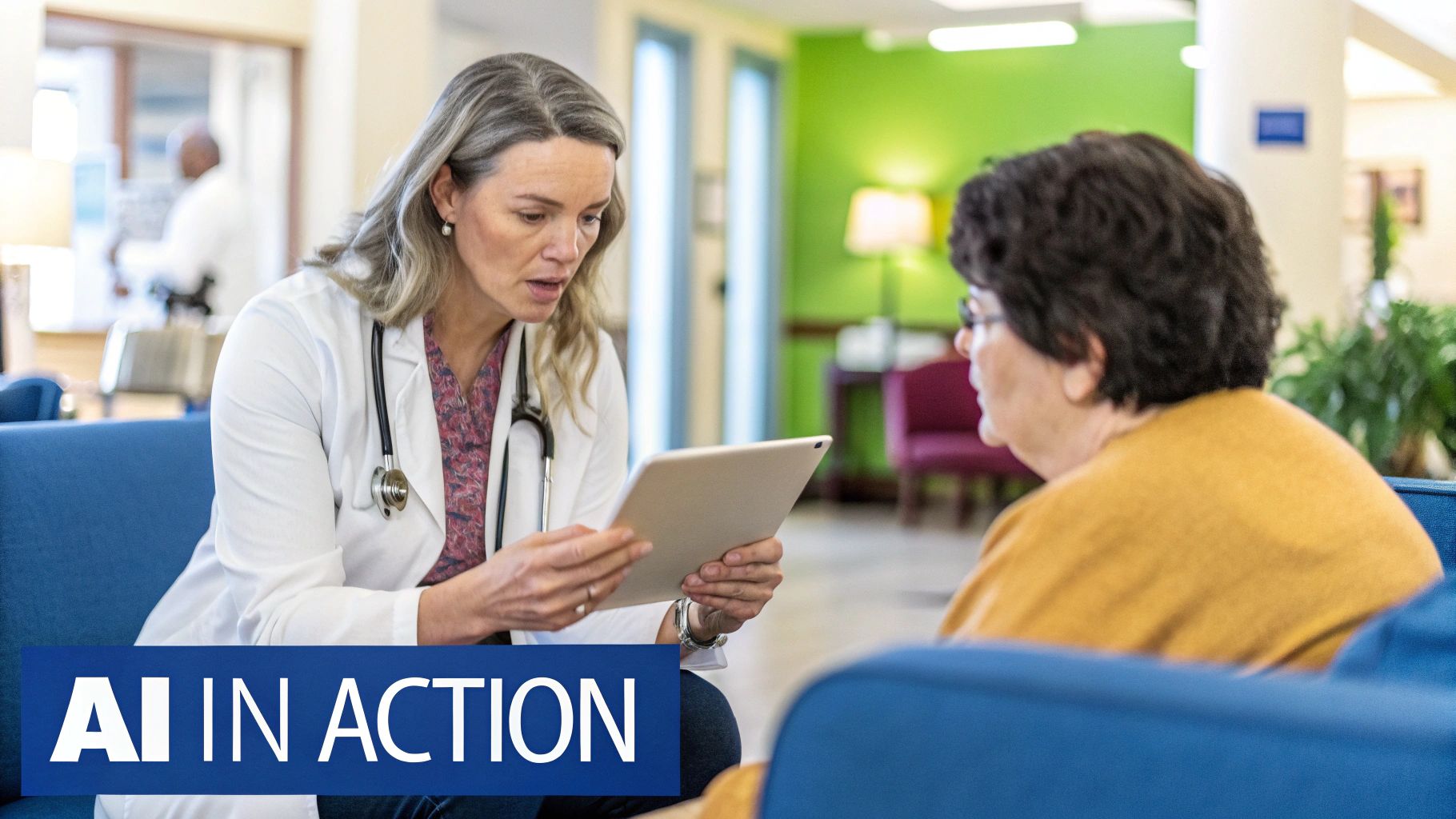 A diverse group of Canadian patients interacting with healthcare services on their digital devices.