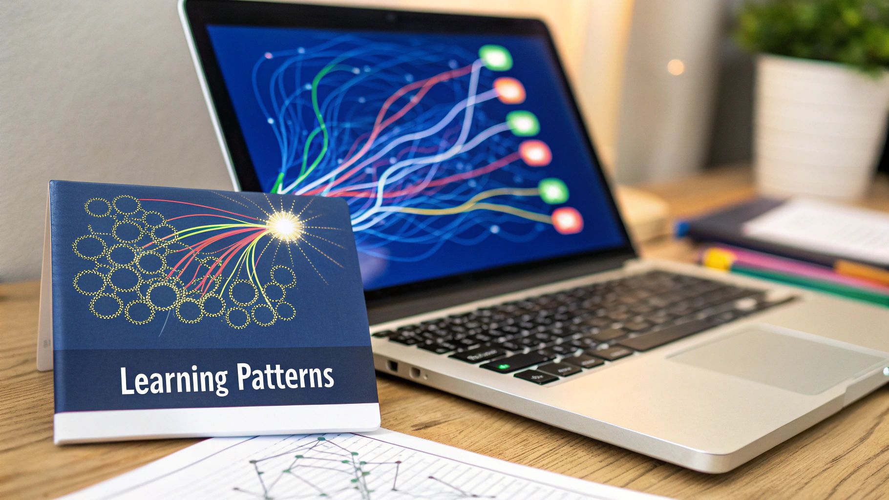 A digital brain graphic with glowing neural pathways, representing artificial intelligence learning.