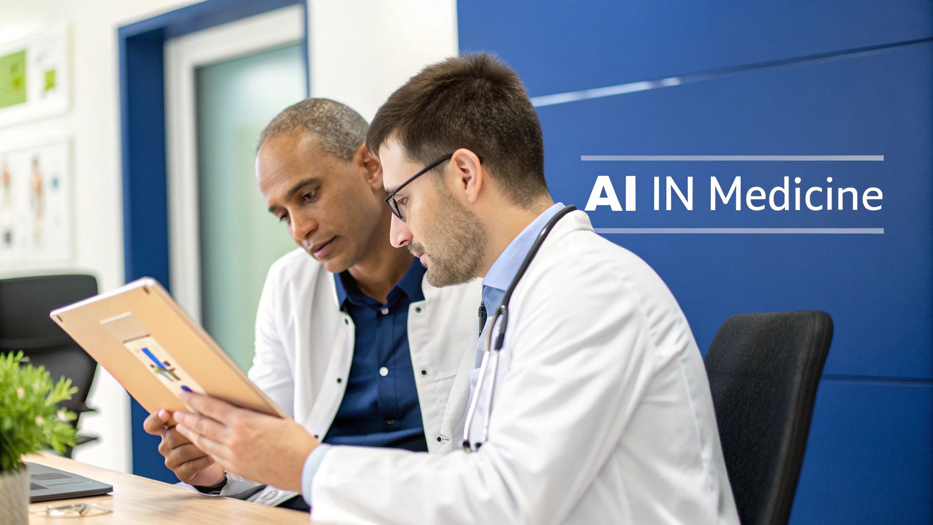 A healthcare professional interacting with an AI-powered medical interface.