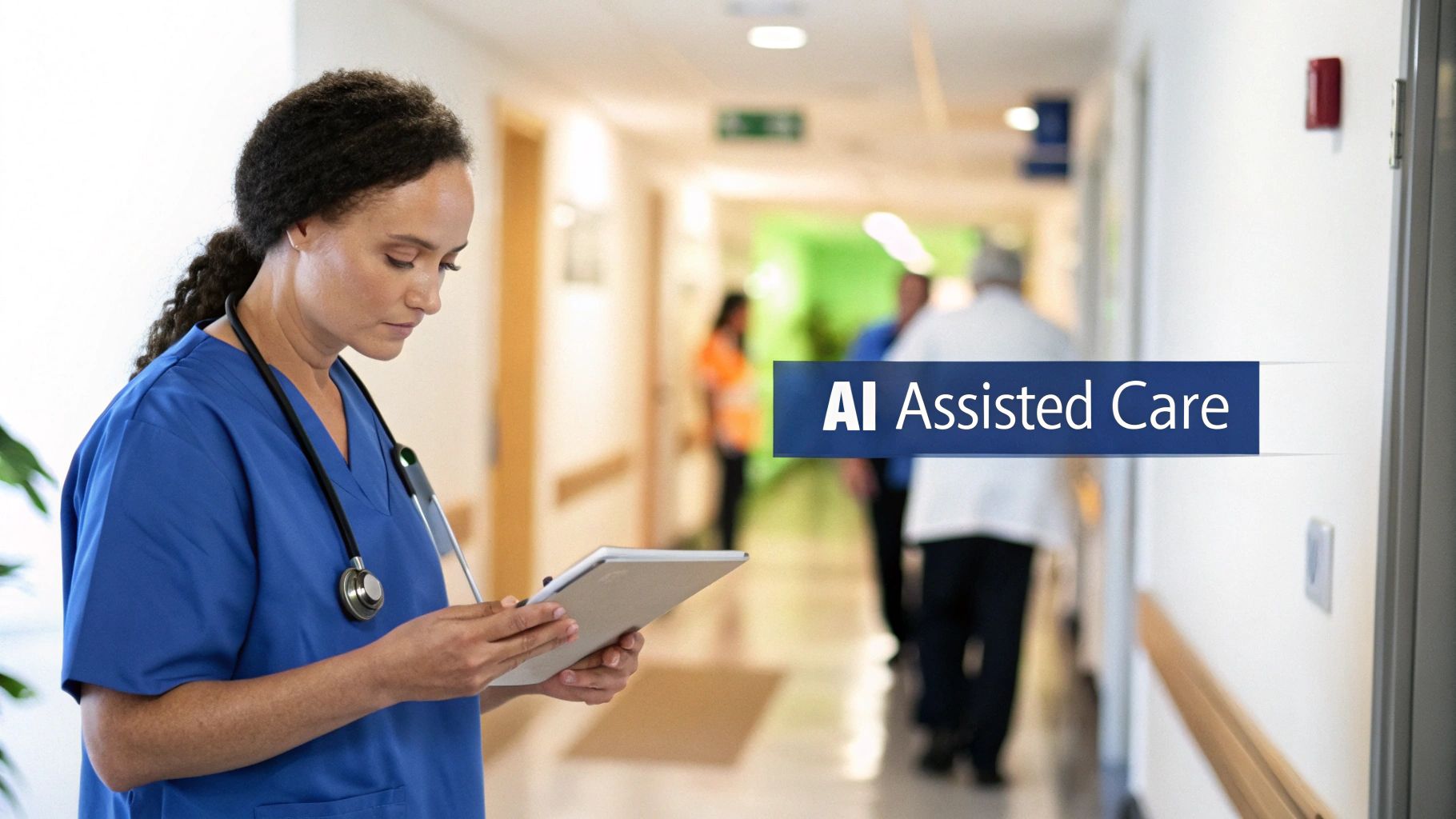 An image of a medical professional examining an AI-generated anatomical model on a digital screen.