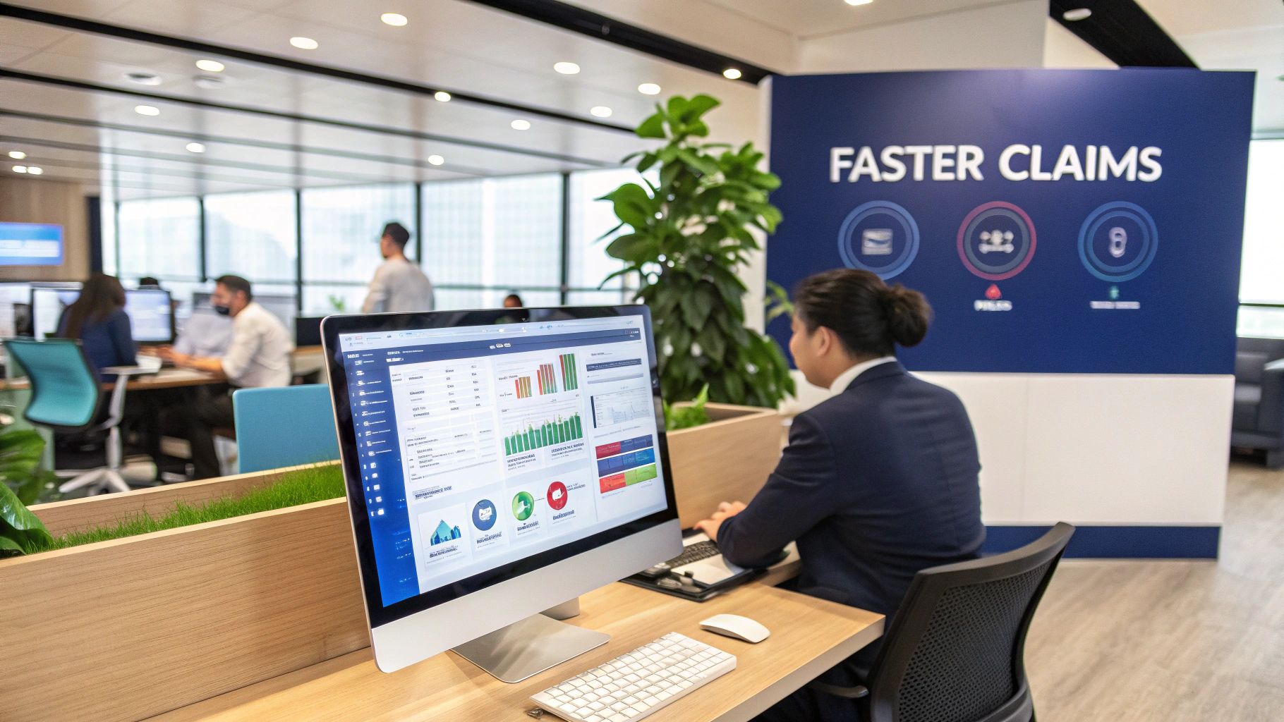 Three pillars representing operational excellence, financial performance, and customer loyalty, with icons symbolizing efficiency, cost savings, and customer satisfaction.