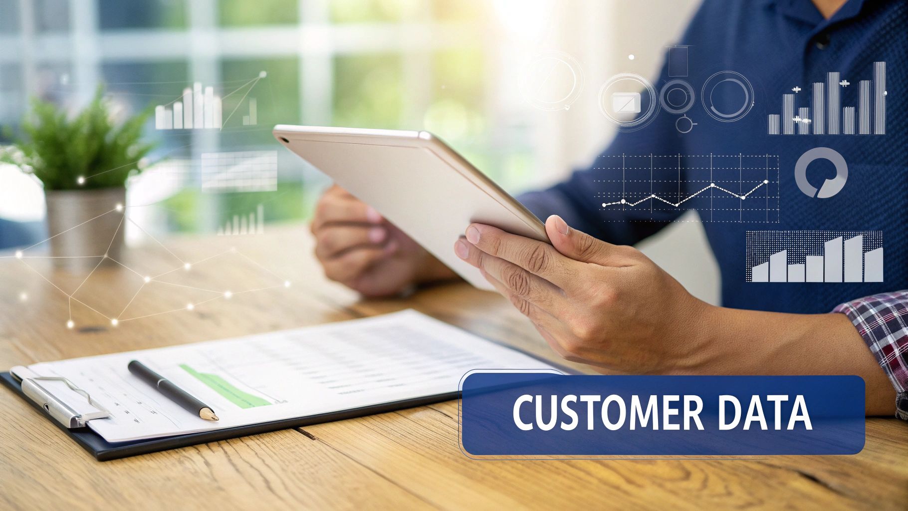 A visual representation of customer data points connected to form a detailed customer profile.