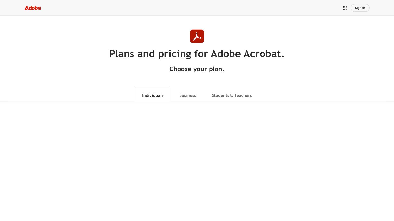 Adobe Acrobat Sign plans within Acrobat