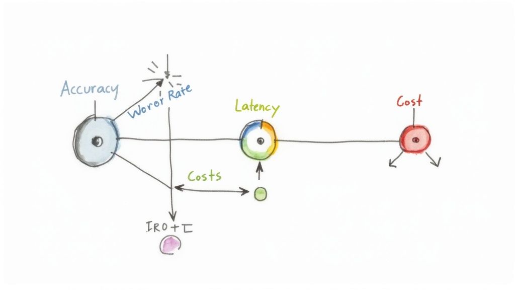 A person analyzing performance metrics on a digital dashboard, representing the evaluation of voice technology.
