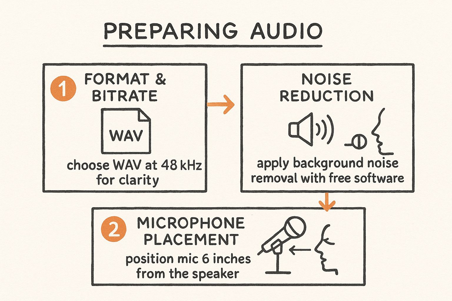 Infographic about how to transcribe an audio file