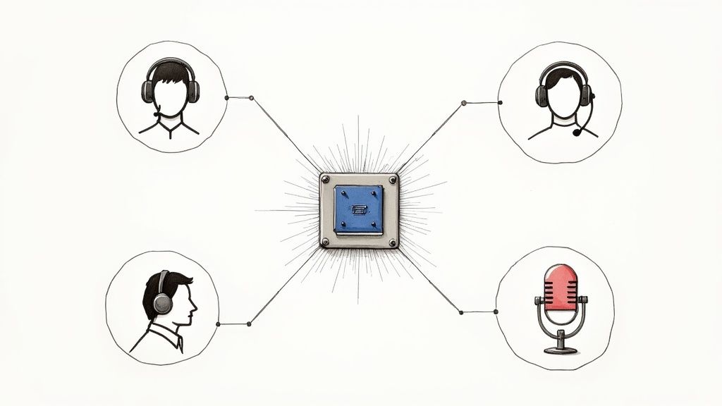 A gamer with a headset focused on their screen, illustrating a key use case for noise cancellation.