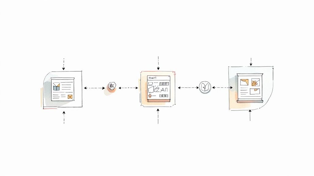 A checklist and magnifying glass, symbolizing the evaluation of software features