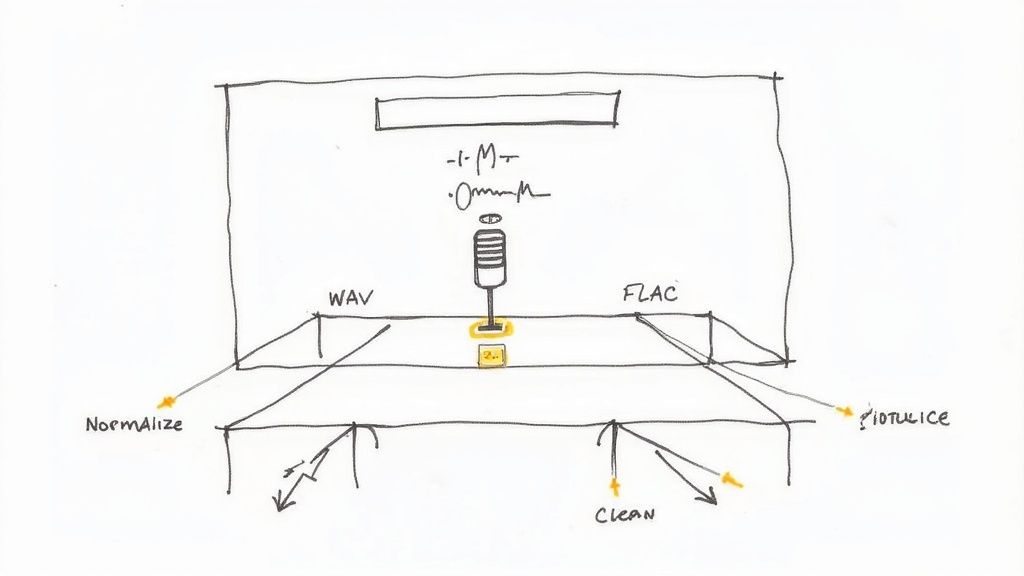 AI processing audio waves to produce text