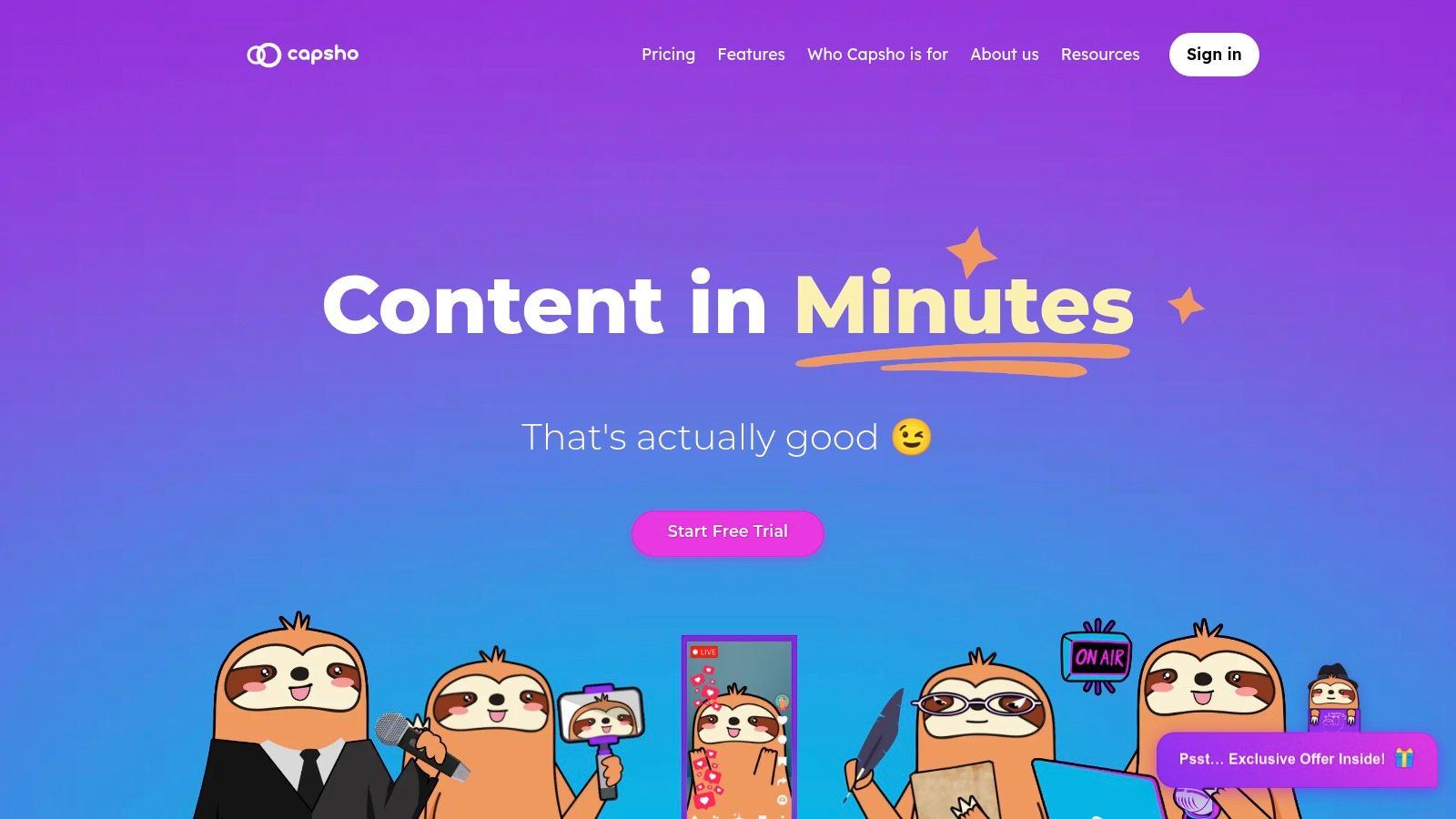Capsho's interface showing generated marketing assets
