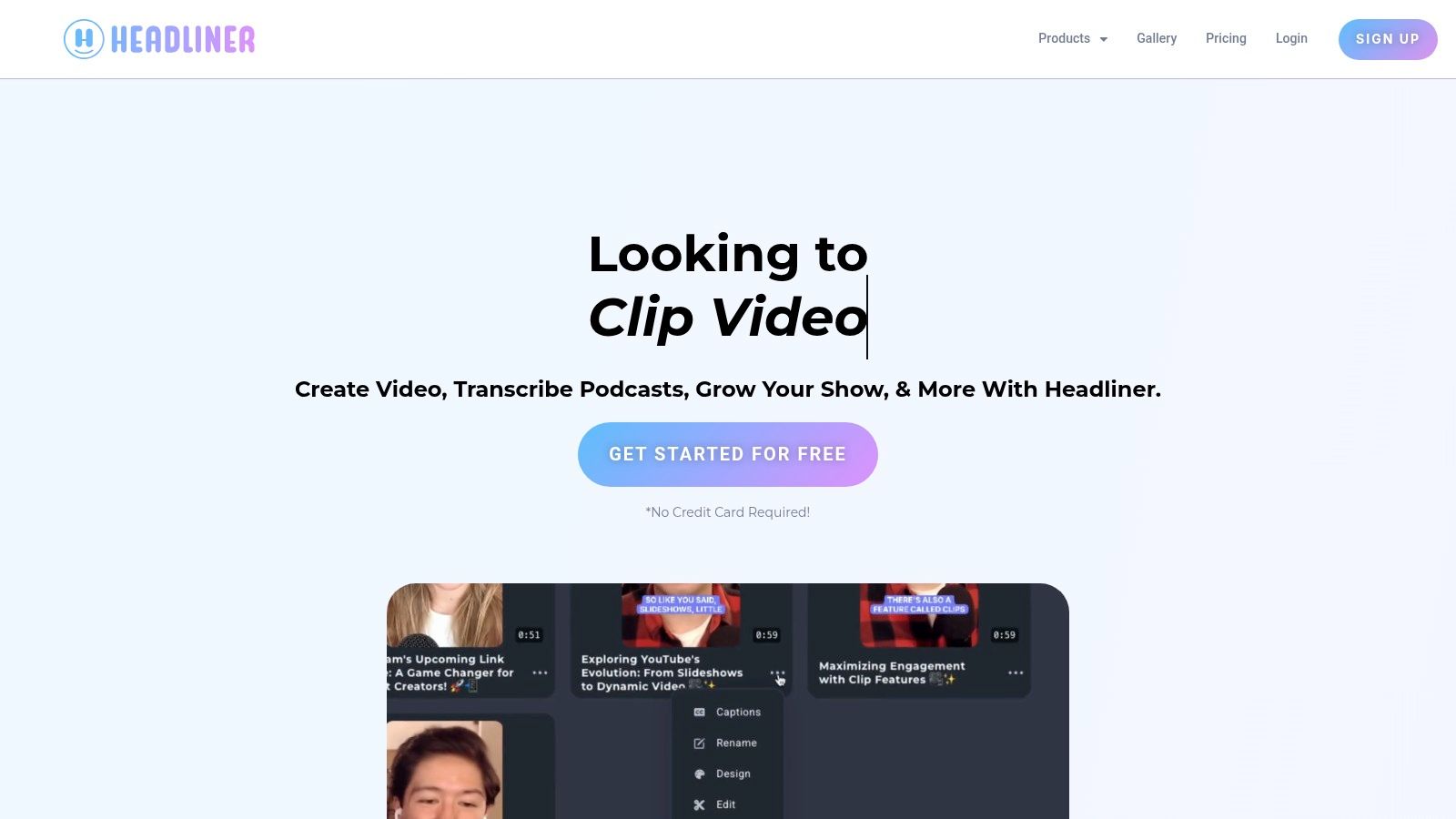 Headliner's interface for creating podcast audiograms