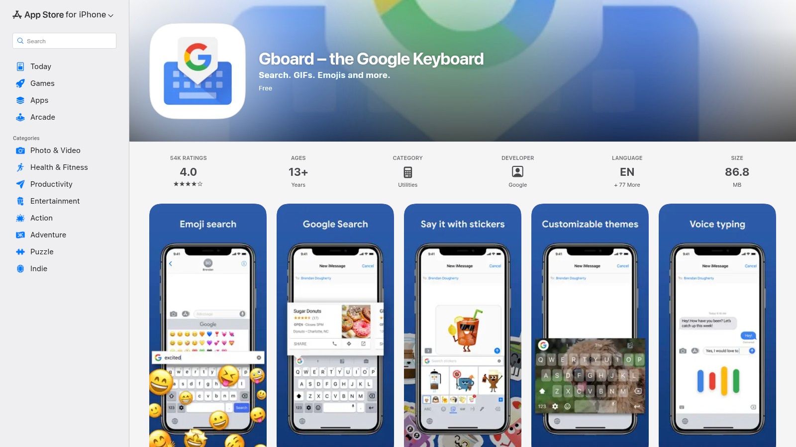 Gboard – Google Keyboard (Voice Typing)