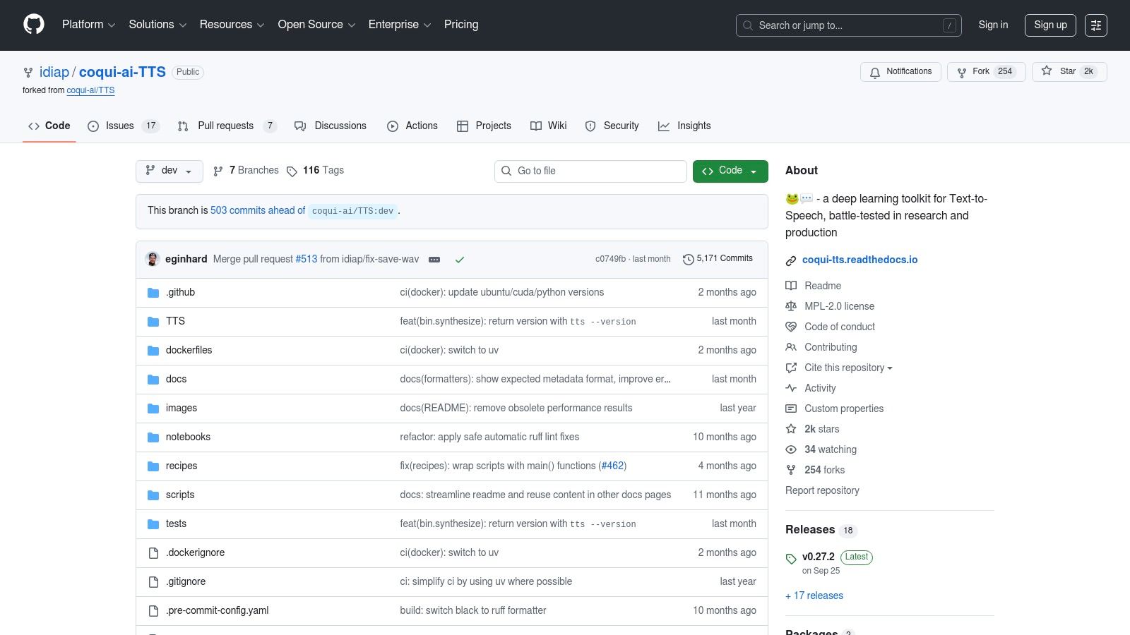 Coqui‑TTS (Idiap/community fork)