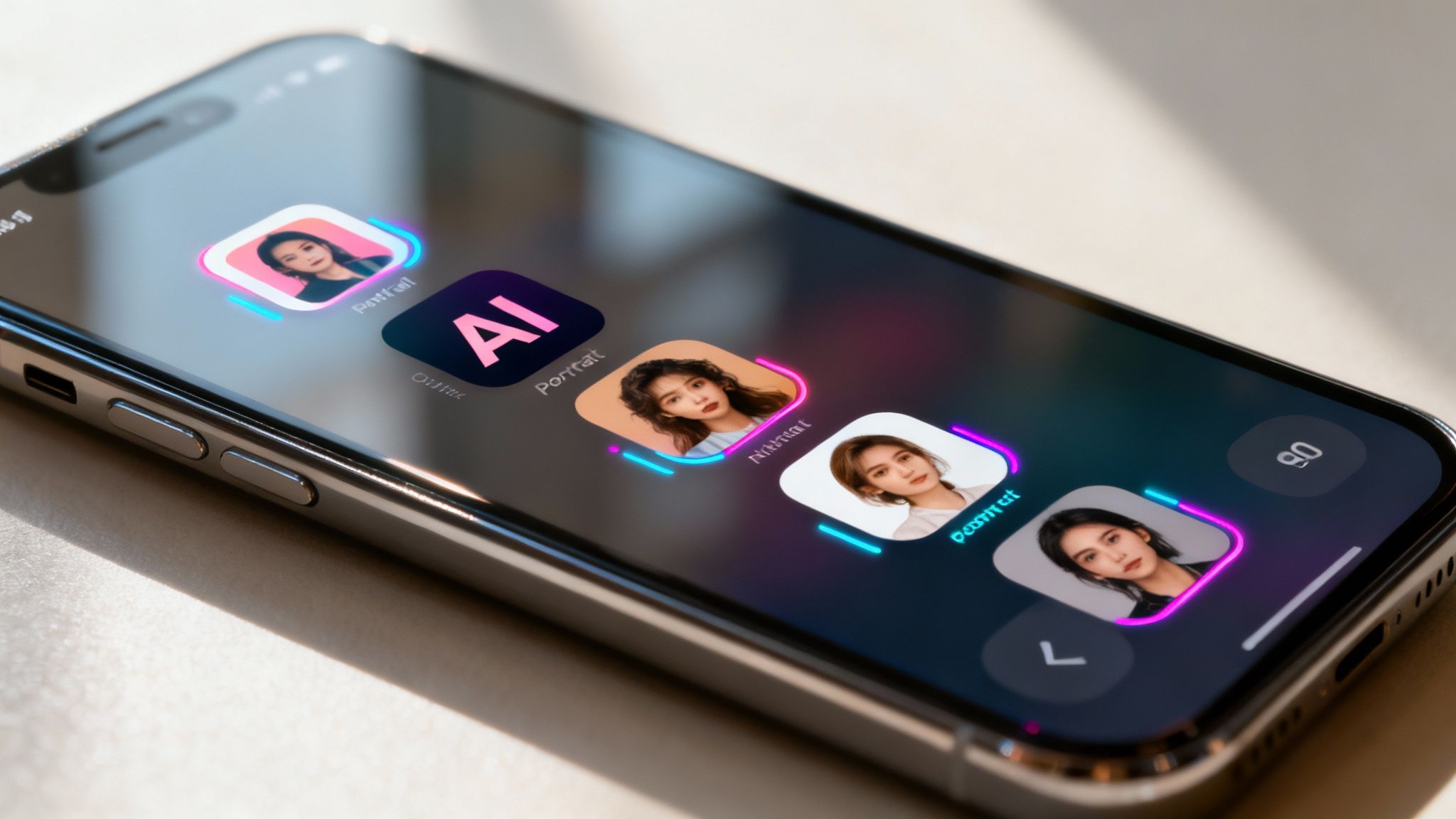 Person holding a phone displaying AI yearbook photos on the screen