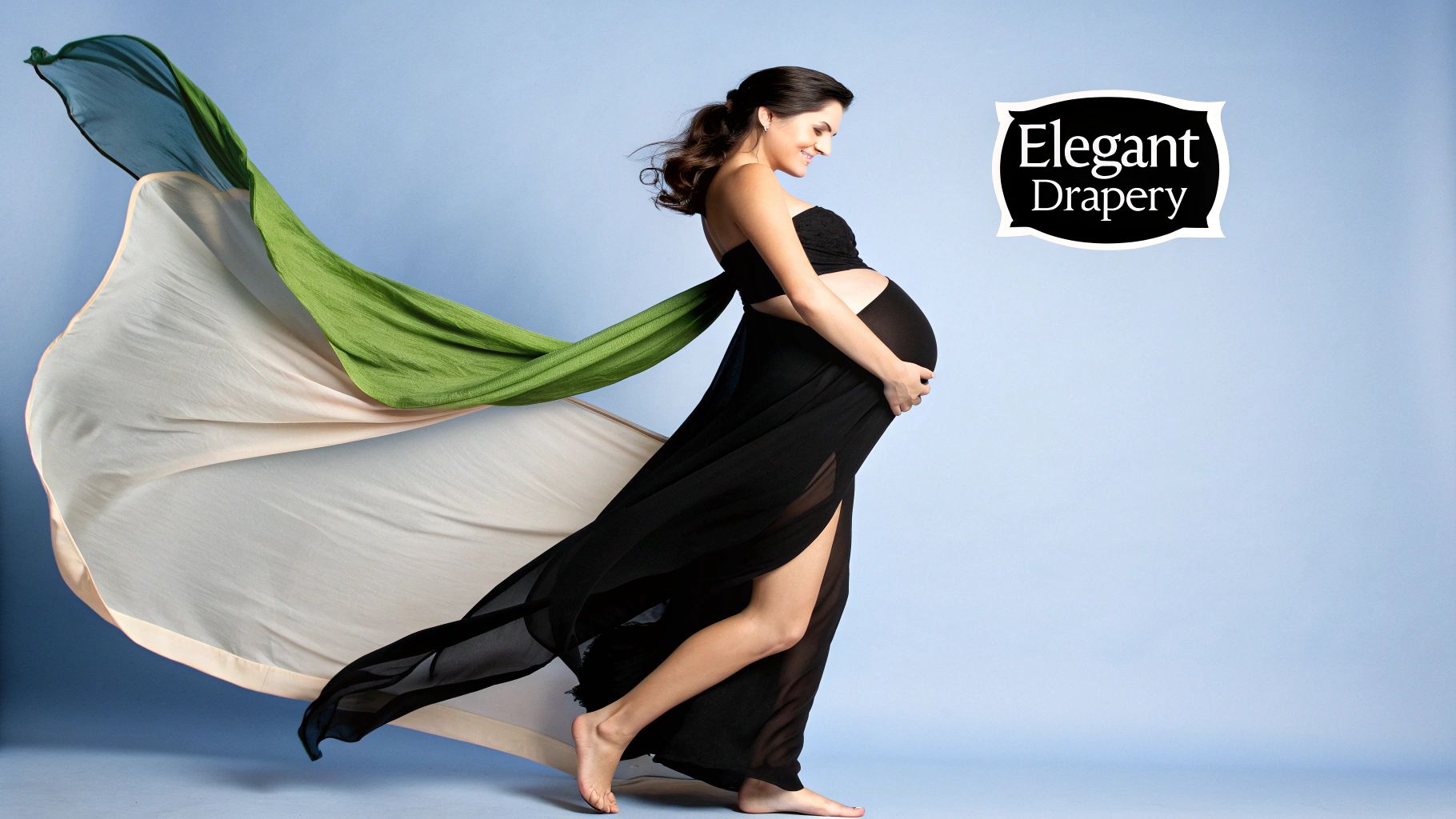 Studio Maternity Photography with Fabric Draping