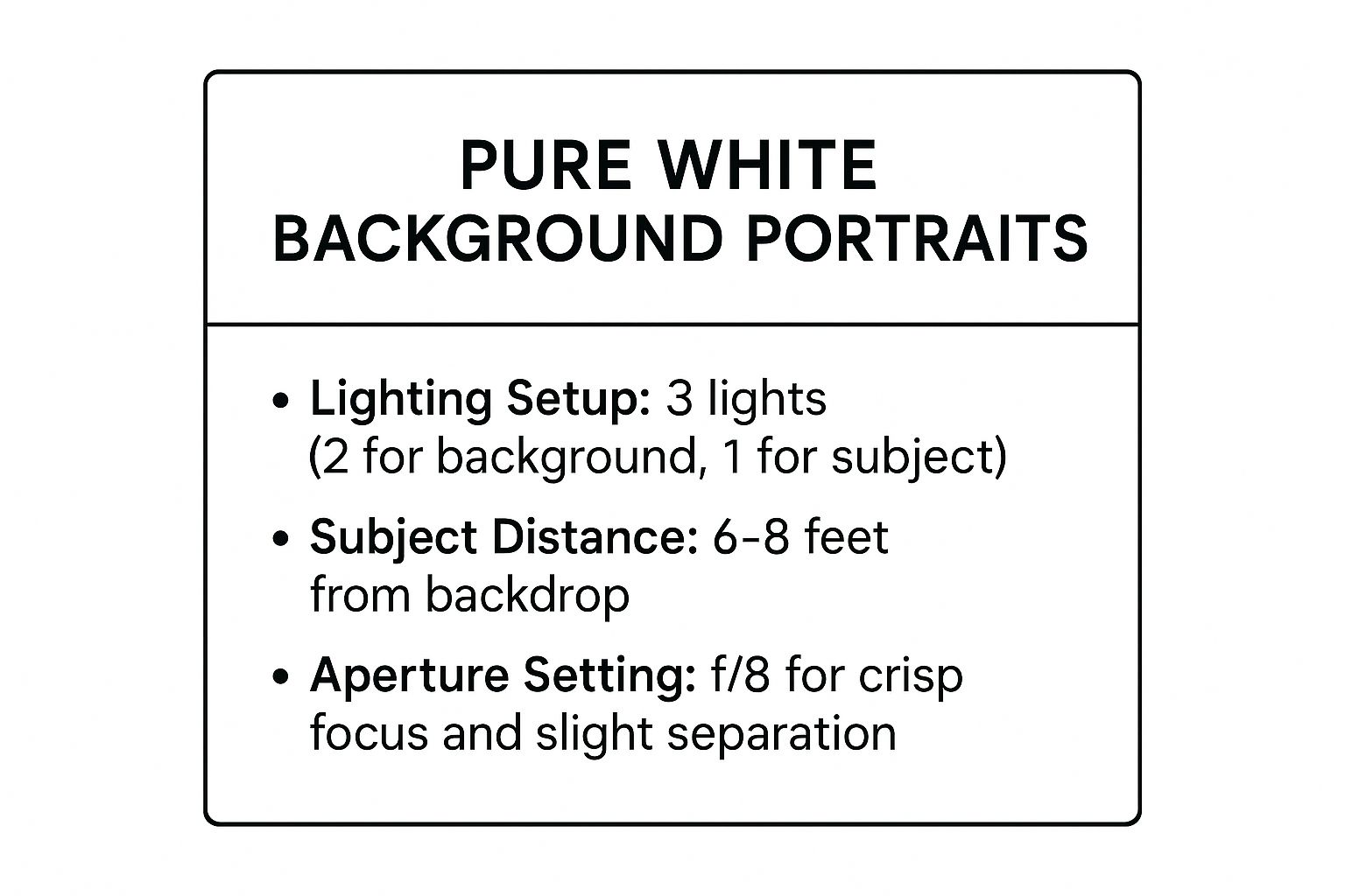 Infographic showing key data about Minimalist White Background Portraits