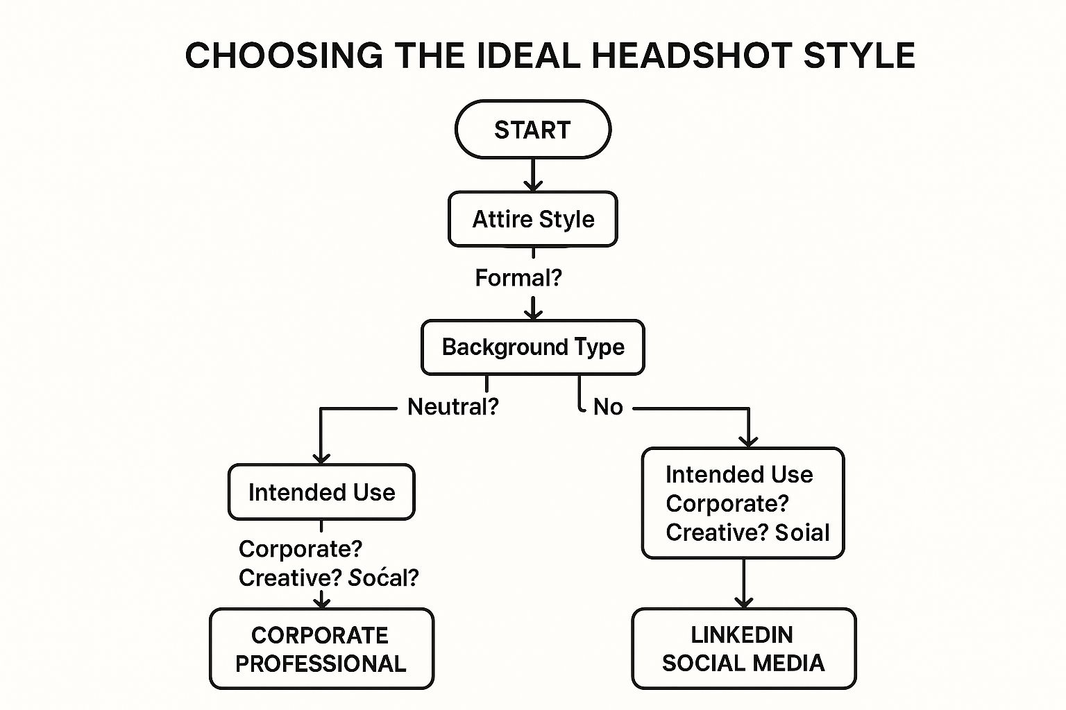 Infographic showing a decision tree for selecting a headshot style
