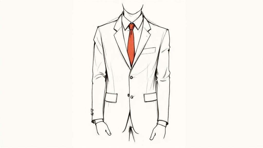 A gentleman wearing a blue suit without a tie, sitting on a leather chair.