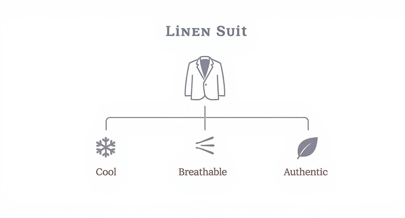 Infographic about summer linen suit