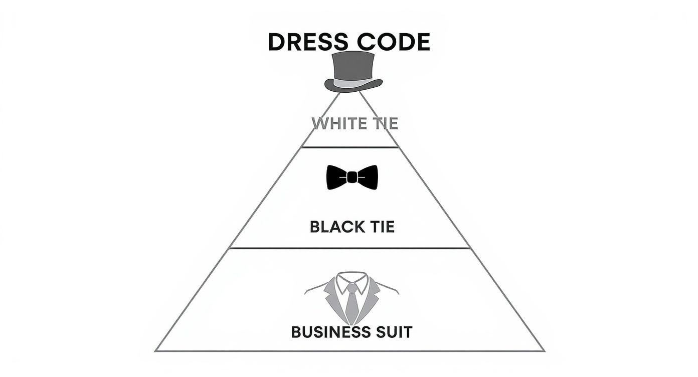 Infographic about what to wear black tie wedding