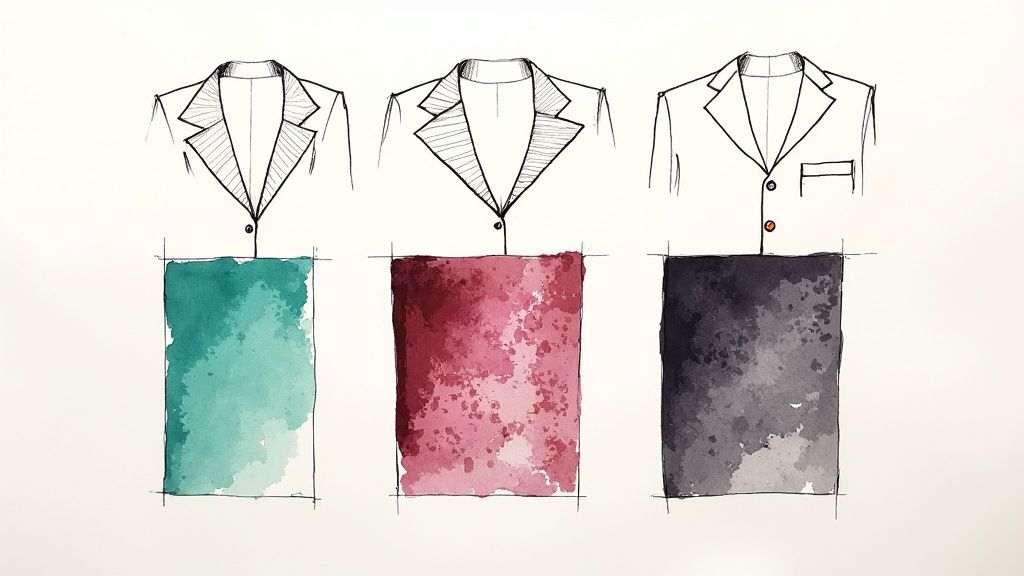 A gentleman adjusting the cuff of a personalised smoking suit, showing the fabric detail.