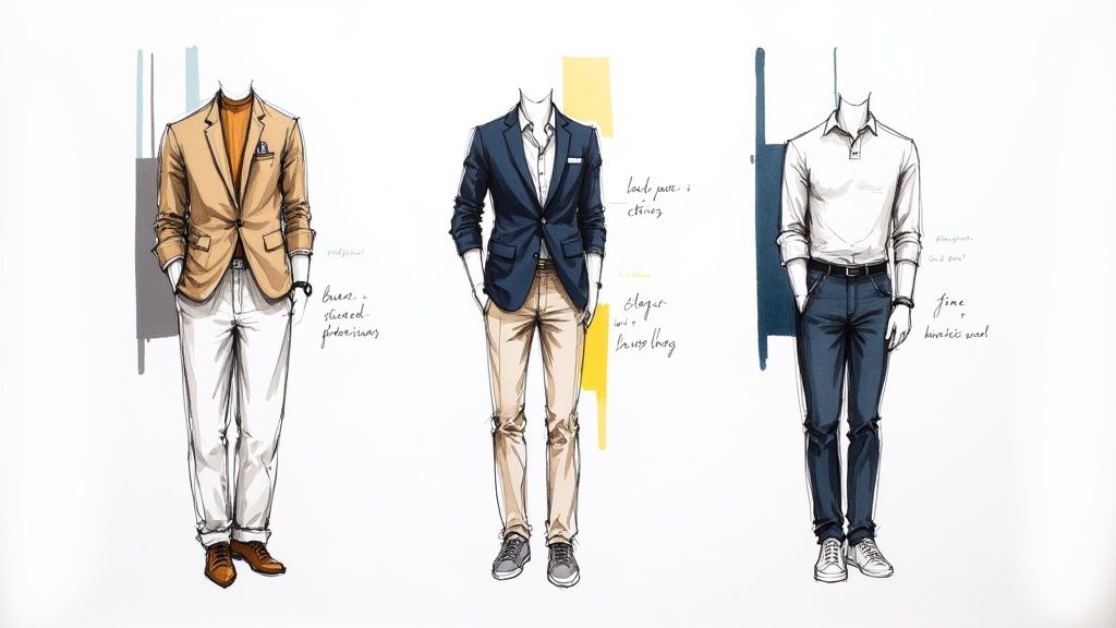 A man in a smart business professional outfit, pairing a blazer with trousers