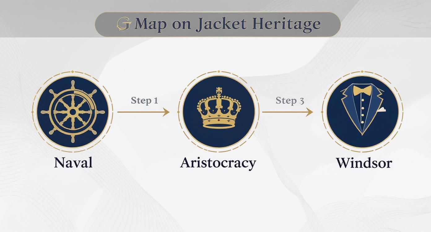 Infographic about double breasted dinner jacket