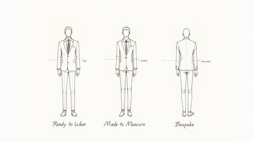 A tailor taking precise measurements for a made to measure suit