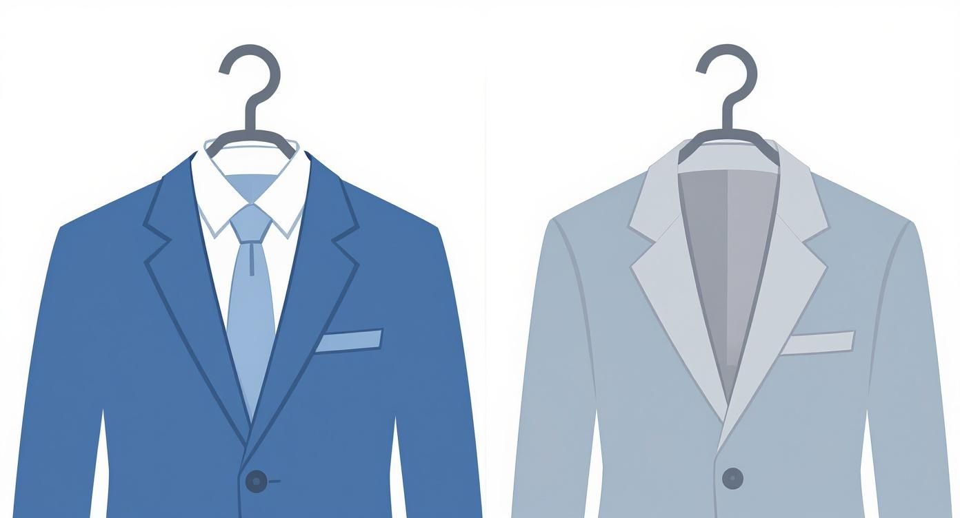 Infographic about blazer vs suit jacket