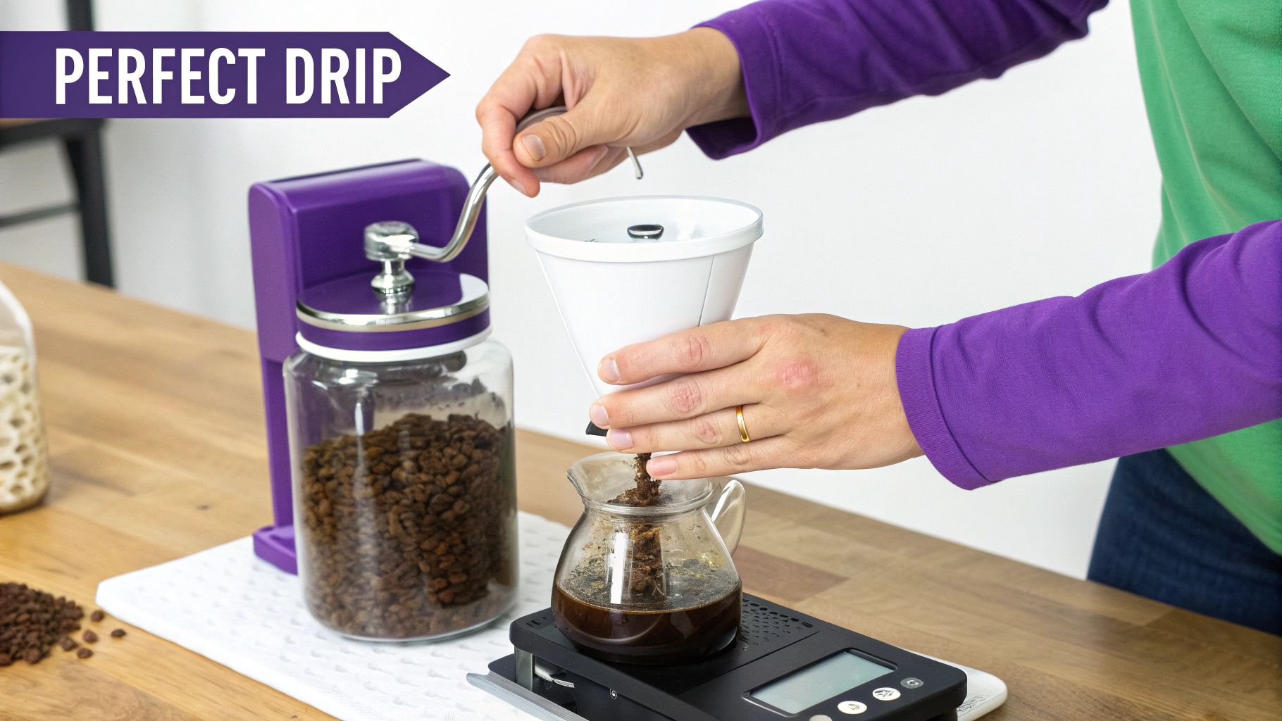 A glass of cold drip coffee concentrate being poured over ice