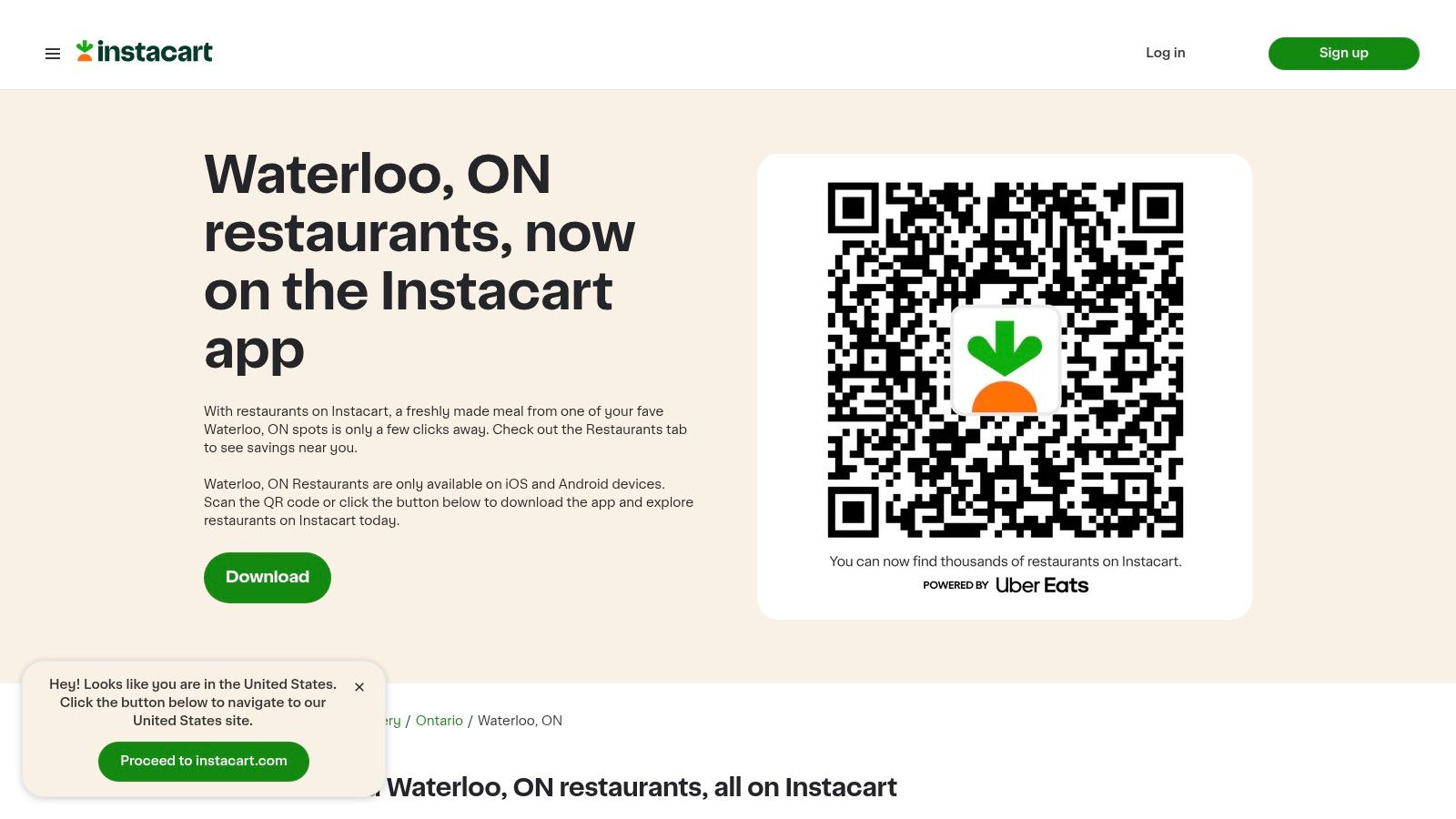 Instacart — Restaurants (Waterloo/Kitchener area)