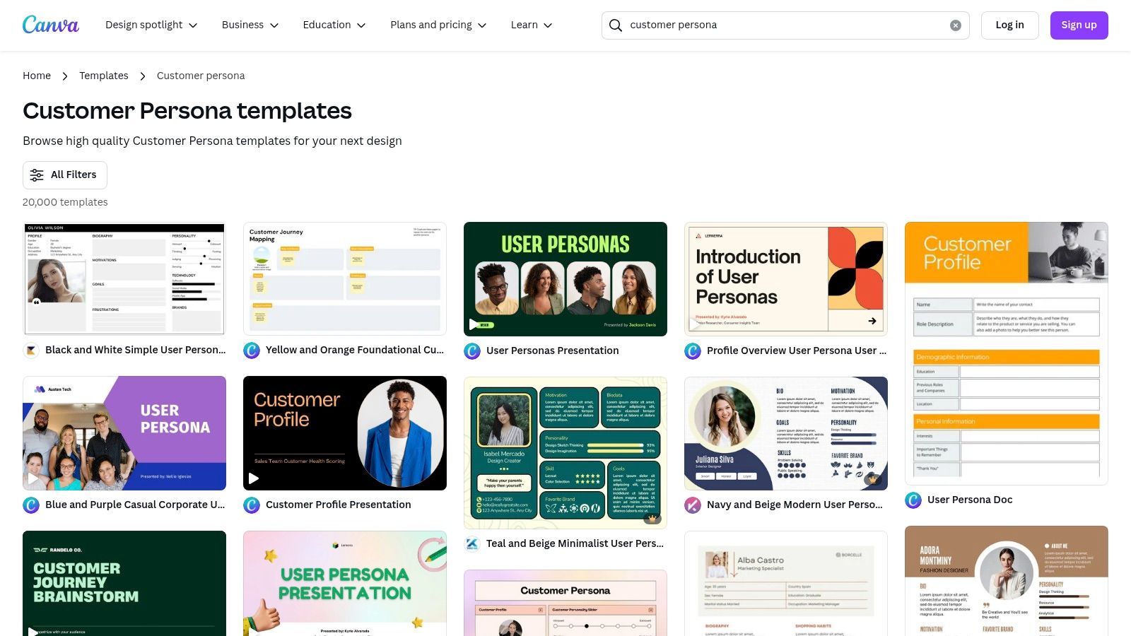 Canva Customer Persona Template