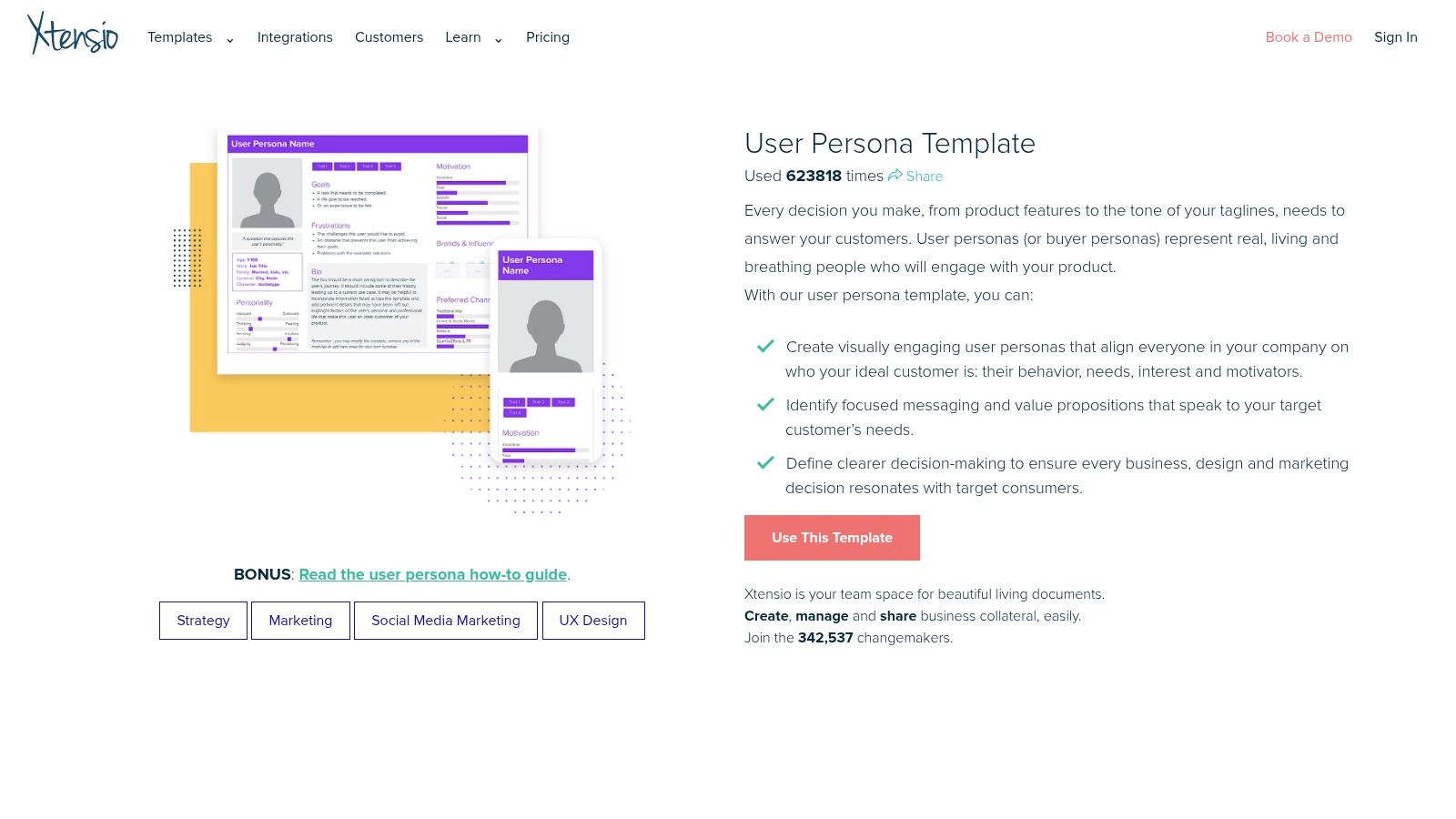 Xtensio User Persona Template
