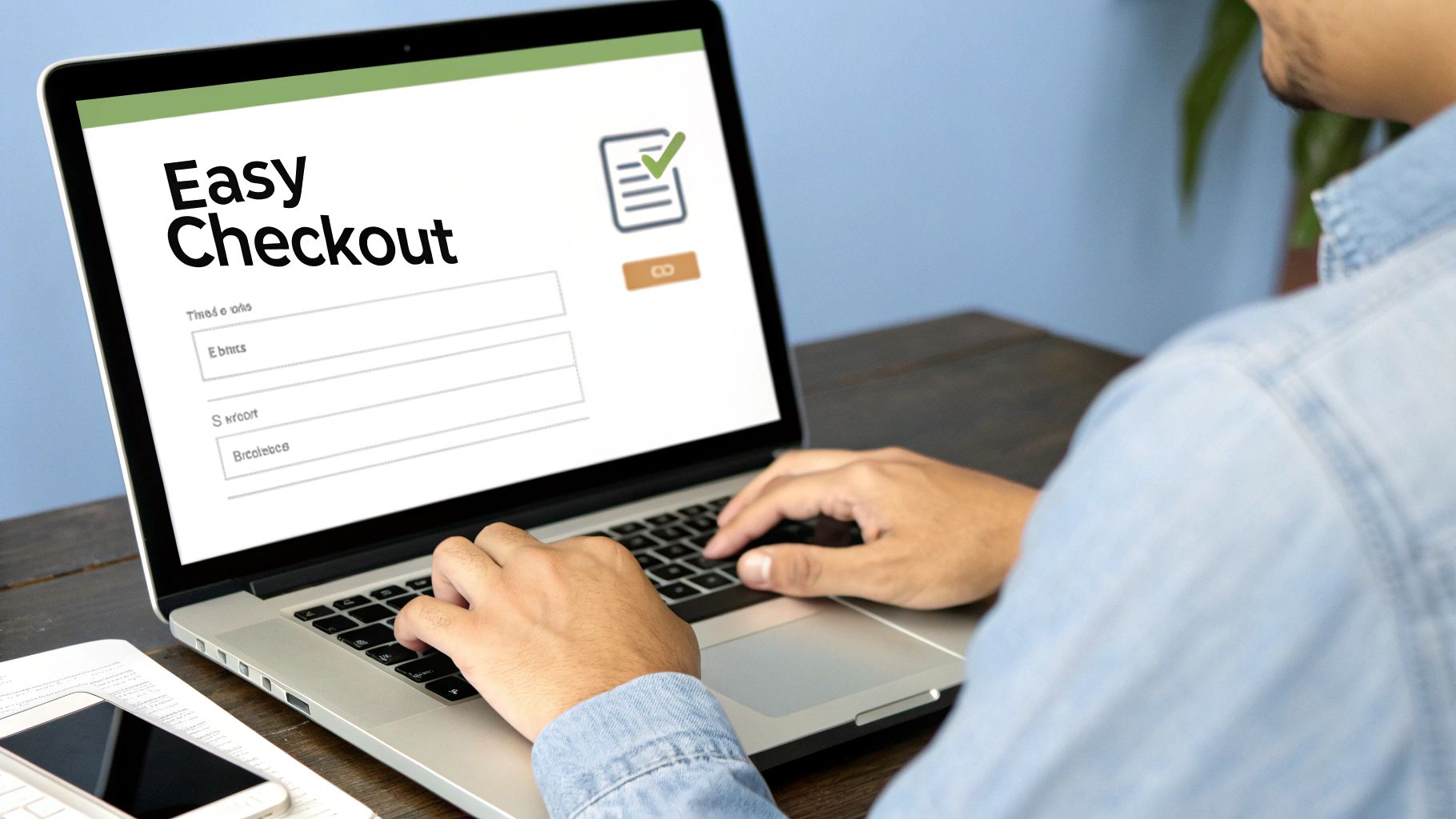 An optimized, user-friendly checkout form on a mobile device, highlighting simplicity and ease of use.